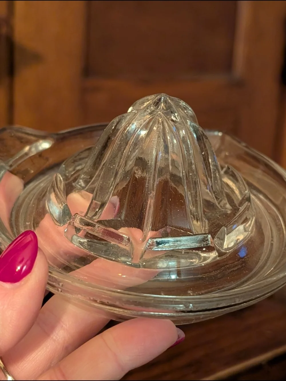 Vintage Clear Depression Glass Juicer Reamer Side Spout Tab Handle 4¾